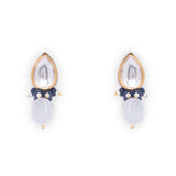 Blue Gold Tone Kundan Earrings with Onyx