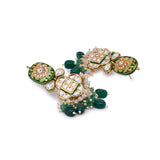 Green Gold Tone Kundan Earrings with Onyx