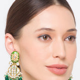 Green Gold Tone Kundan Earrings with Onyx