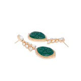 Green Gold Tone Kundan Earrings with Onyx