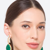 Green Gold Tone Kundan Earrings with Onyx