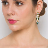 Golden and Green Kundan Polki Earrings