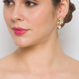 Golden and Pearly White  Kundan Earrings