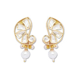 Golden and Pearly White  Kundan Earrings