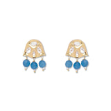 Golden and Sky blue Kundan Polki Earrings