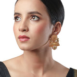 Golden, Green , Kundan Polki, Colored Polki Stone Earrings