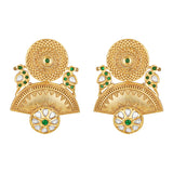 Golden, Green , Kundan Polki, Colored Polki Stone Earrings