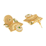 Golden, Green , Kundan Polki, Colored Polki Stone Earrings