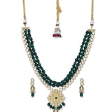 Golden, Green, Meenakari, Kundan Polki, Necklace Set