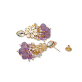 Golden, Light Purple, Kundan Polki, Necklace Set wiyh Onyx