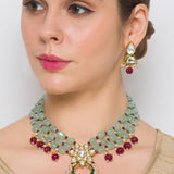 Onyx Watermelon Agate Kundan Polki Necklace