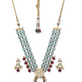 Onyx Watermelon Agate Kundan Polki Necklace