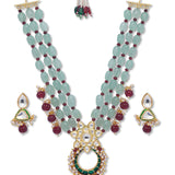 Onyx Watermelon Agate Kundan Polki Necklace