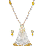 Pearl and Micron Gold Polish Brass Necklace