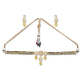 Micron Gold Polish Brass Kundan Polki Meenakari Necklace