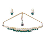 Golden, Green, Pearly Crème, Kundan Polki, Necklace Set