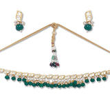 Golden, Green, Pearly Crème, Kundan Polki, Necklace Set