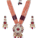 Golden, Pearly White, Peach, Maroon, Kundan Polki, Necklace Set