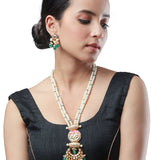 Golden, Mint Green Agates, Kundan Polki Necklace Set