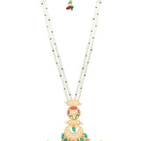 Golden, Mint Green Agates, Kundan Polki Necklace Set