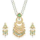 Golden and Mint Gree, Kundan Polki Necklace Set