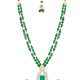 Golden, Oxidised and Green Kundan Polki Necklace Set