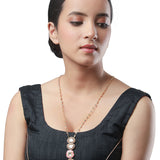 Micron gold polished diamante chain, Kundan Polki, Onyx tumble, Hand-Paint Meena