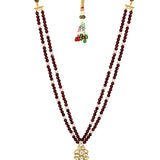 Golden and Maroon Kundan Polki Necklace Set