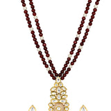 Golden and Maroon Kundan Polki Necklace Set