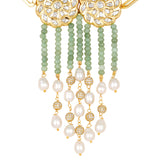 Golden, Mint, Light Green Agates, CZ Diamond balls, Kundan Polki Necklace