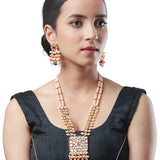 Micron gold polished brass, Agates, Kundan Polki, Shell Pearls Necklace Set