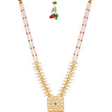 Micron gold polished brass, Agates, Kundan Polki, Shell Pearls Necklace Set