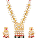 Micron gold polished brass, Agates, Kundan Polki, Shell Pearls Necklace Set