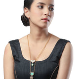 Micron gold polished brass, Onyx, Kundan Polki Necklace