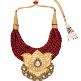 Golden, Maroon, Dark Grey  Kundan Polki, Necklace Set