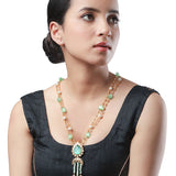 Golden, Mint Green  Agates, Kundan Polki Necklace