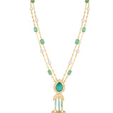 Golden, Mint Green  Agates, Kundan Polki Necklace