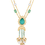 Golden, Mint Green  Agates, Kundan Polki Necklace