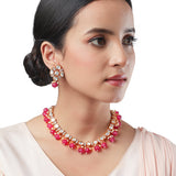 Golden and Pink, Kundan polki Necklace Set