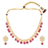 Golden and Pink, Kundan polki Necklace Set