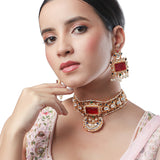 Micron gold polished brass, Agates, Kundan Polki Necklace Set