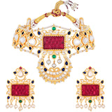 Micron gold polished brass, Agates, Kundan Polki Necklace Set