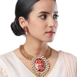 Golden, Red, Creme, Green,  Kundan Polki, Necklace Set