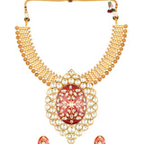 Golden, Red, Creme, Green,  Kundan Polki, Necklace Set