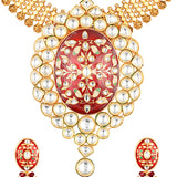 Golden, Red, Creme, Green,  Kundan Polki, Necklace Set