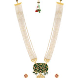 Micron gold polished brass, Agates, Kundan Polki, Shell Pearls Necklace Set