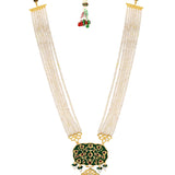 Micron gold polished brass, Agates, Kundan Polki, Shell Pearls Necklace Set