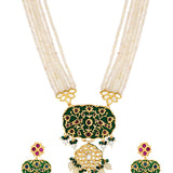 Micron gold polished brass, Agates, Kundan Polki, Shell Pearls Necklace Set