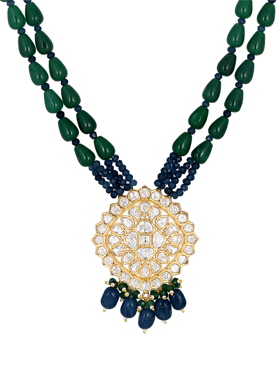Gold Plated Kundan Necklace with Agate