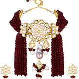 Gold Plated Kundan Necklace with Agate and Pearls